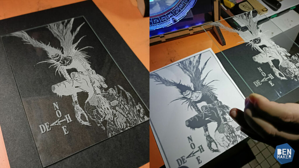Gravure laser Death Note sur verre